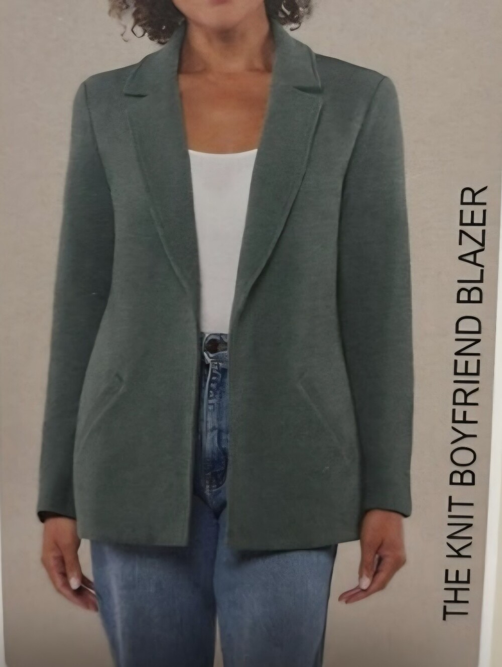 Matty M Olive Knit Open-Front Blazer